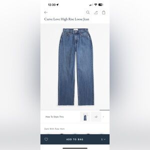 Abercrombie High Rise Curve Love Loose Fit Jeans